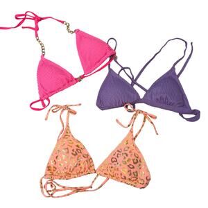 3 Piece Bikini Top Bundle SHEIN Exhilaration Medium Neon Pink Purple